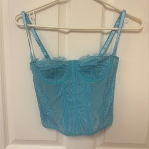 SHEIN Teal Lace Bustier Crop Top